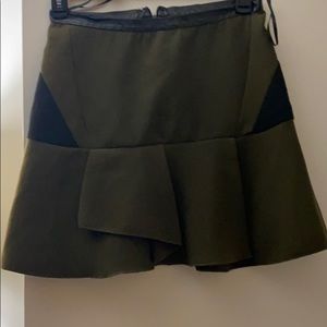 Olive Pom-Pom midi in leather trim